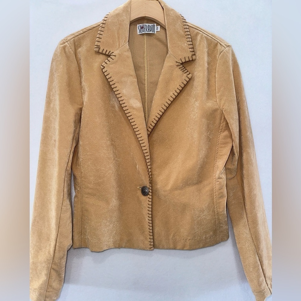 Vtg Silverado Faux Suede Blazer Western Southwestern Yellowstone Cowgirl XS USA